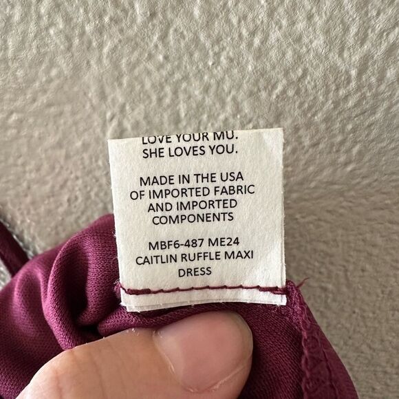 Show Me Your MuMu Caitlin Ruffle Maxi Tank Dress Wine Burgundy Size Small - Picture 5 of 6